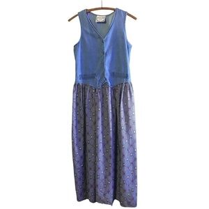 Dressing Clio Jean Vest Top Midi Dress Circa 90’s Sz Small